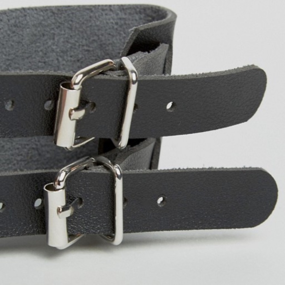 Black Double Buckle Cuff Bracelet
